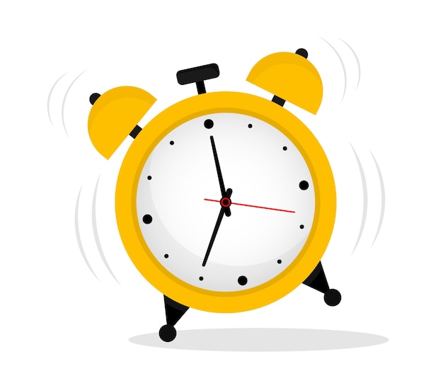 Vector alarm clock yellow isolated on white background