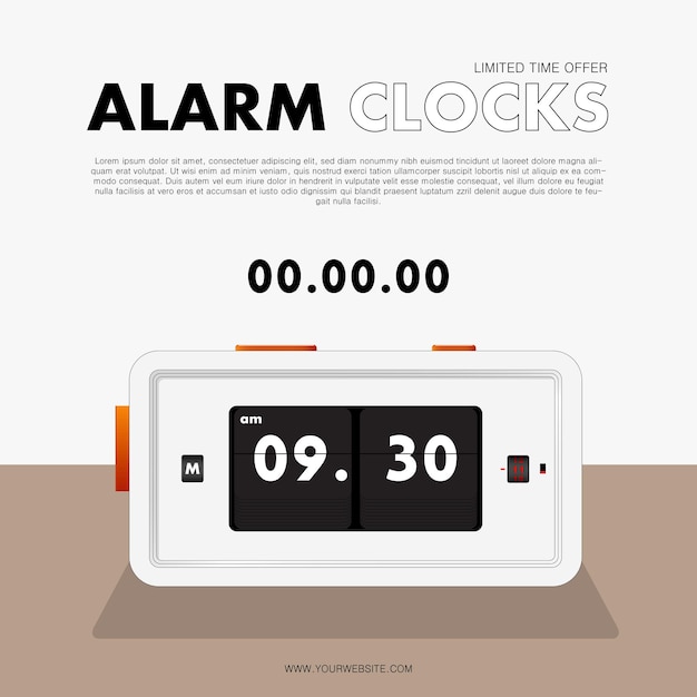 Vector alarm clocks sale day