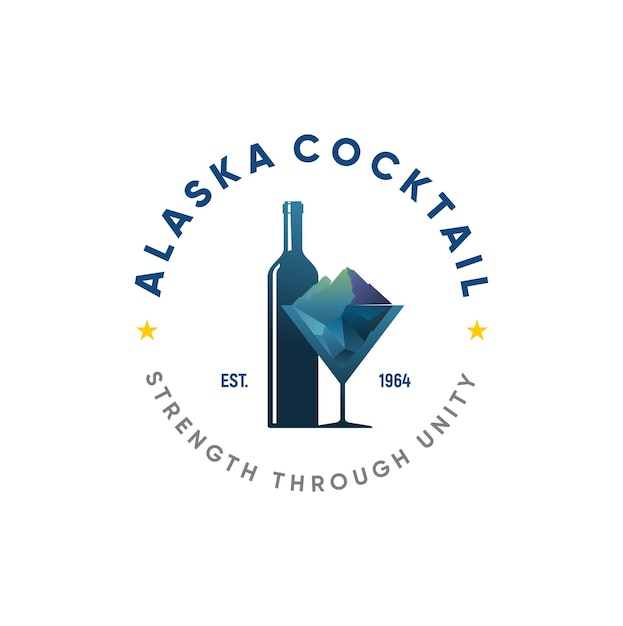 Vettore cocktail alaska con logo iceberg ispirazione per i bar