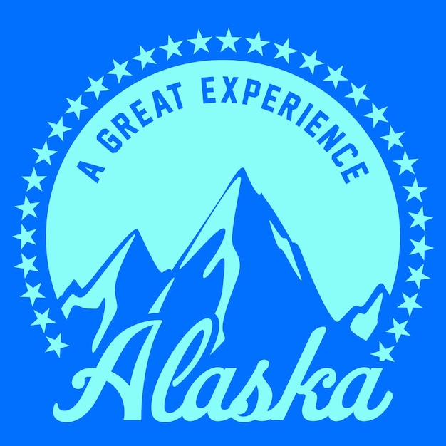 Vector alaska mountains with text