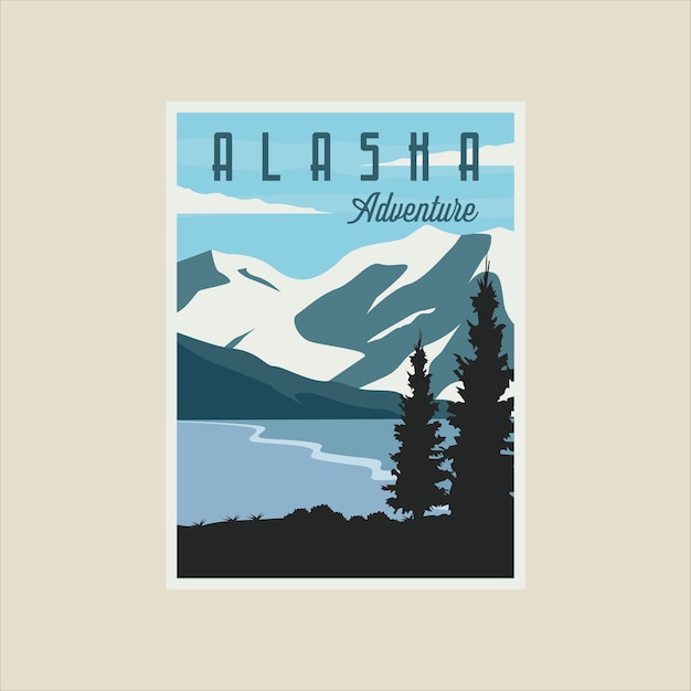 Alaska travel vector poster illustration template graphic design national park of united states of america banner for travel concept