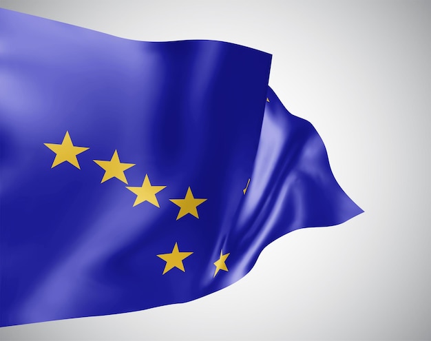 Alaska, vector vlag met golven en bochten zwaaien in de wind op een witte achtergrond.