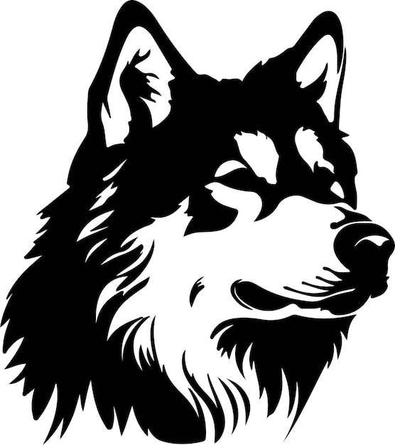 Vector alaskan malamute black silhouette with transparent background