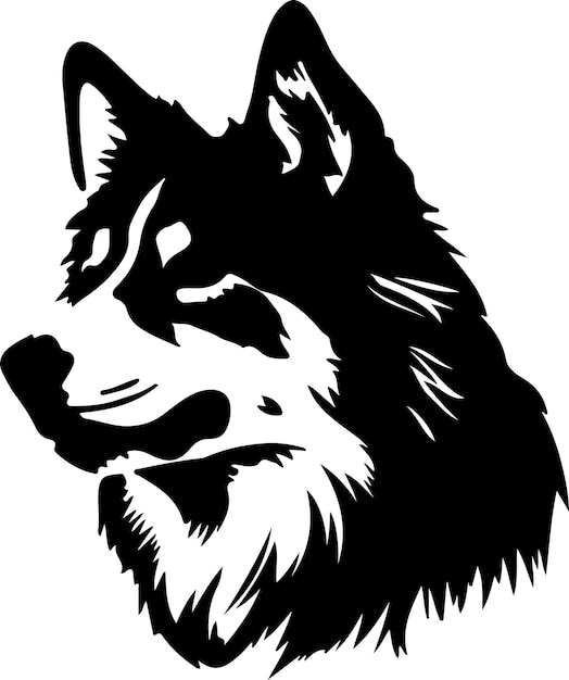 Vector alaskan malamute black silhouette with transparent background