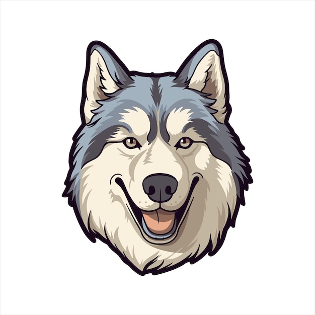 Alaskan Malamute Dog Breed Cute Cartoon Kawaii Character Animal Pet Isolated Sticker Illustration