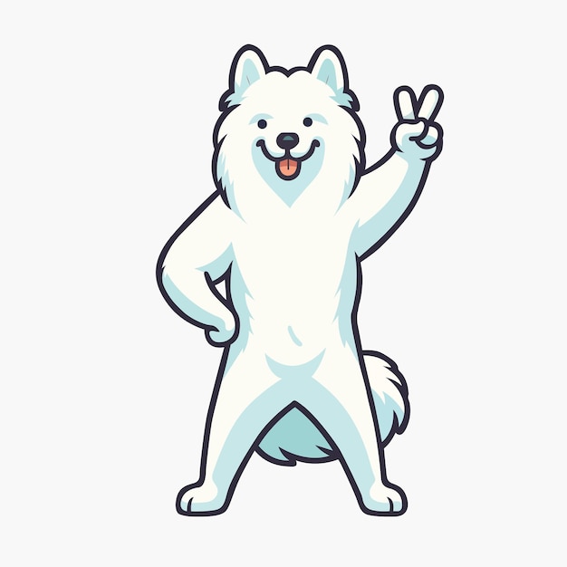 Alaskan Malamute Dog Peace Gesture Illustration Vector