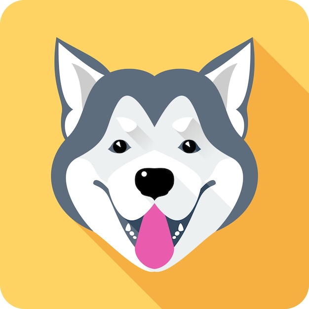 Alaskan Malamute hond pictogram plat ontwerp