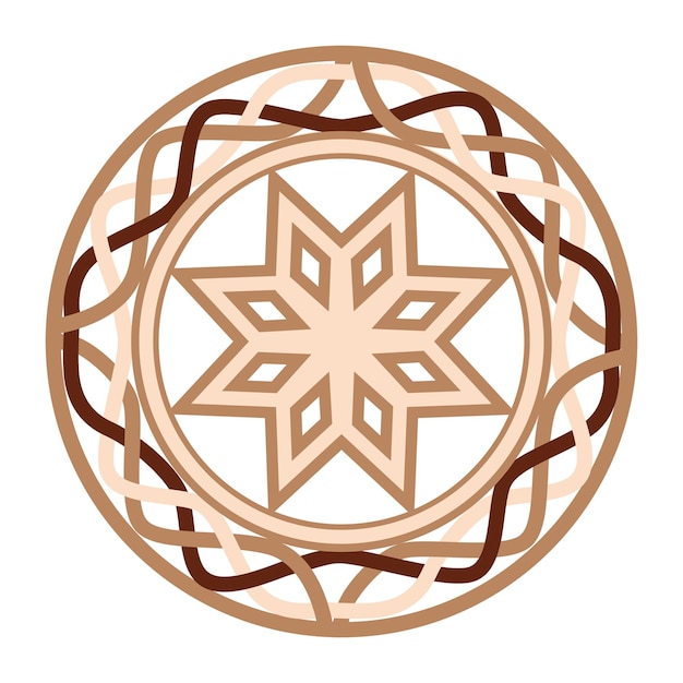 Alatyr an ancient Slavic symbol decorated with Scandinavian patterns Beige fashion design