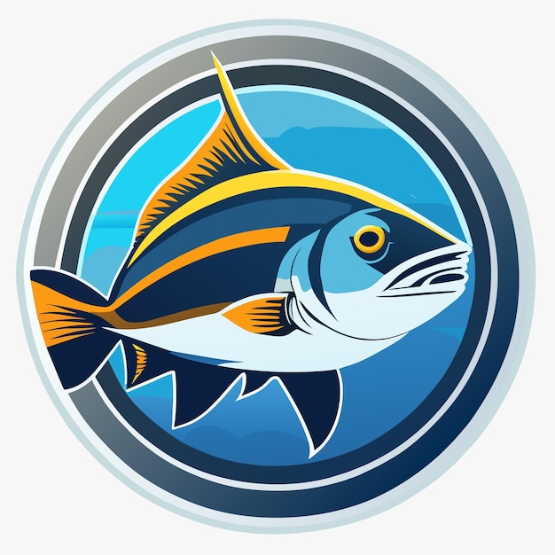 Albacore tuna hand drawn cartoon sticker icon concept isolated illustration