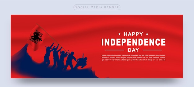 ベクトル アルバニアのお祝い独立記念日ソーシャルメディアバナーポスター