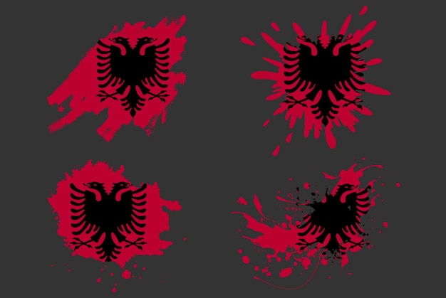 Albania flag brush splash vector set country logo asset paint grunge illustration concept