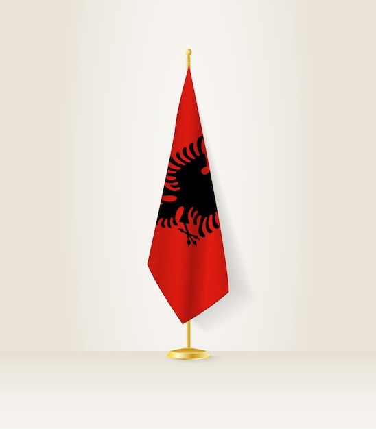 Albania flag on a flag stand