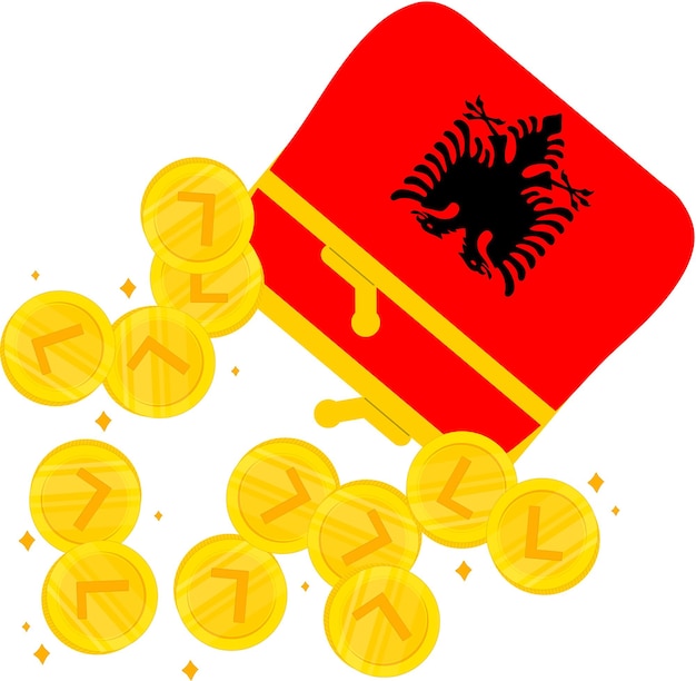 Albania Flag hand drawnAlbanian Lek hand drawn