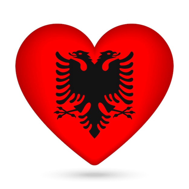 Albania flag in heart shape Vector illustration