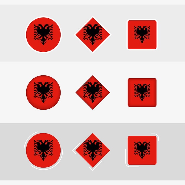 Albania flag icons set vector flag of Albania