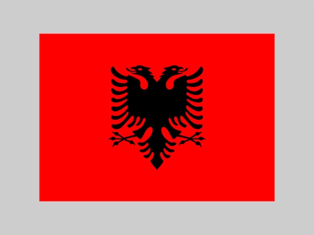 Vettore colori ufficiali della bandiera dell'albania e proporzione illustrazione vettoriale