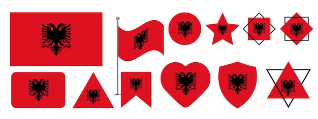 Vector albania national flag vector design set