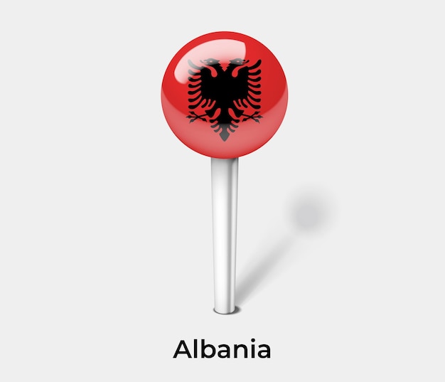 Albania push pin for map vector illustration