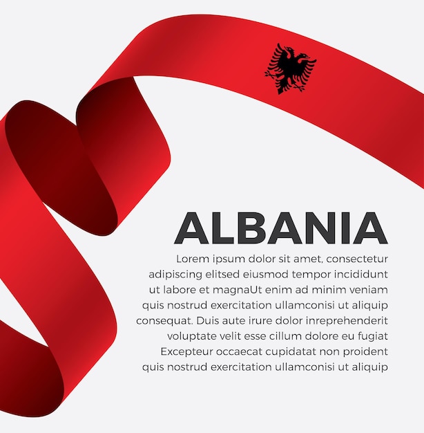 Albania ribbon flag vector illustration on a white background Premium Vector