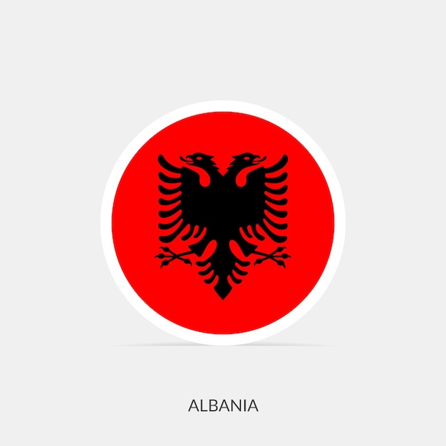 Круглый значок флага Албании с тенью