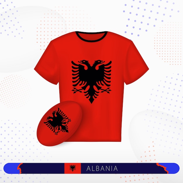 Vector albania rugby jersey with rugby ball of albania on abstract sport background