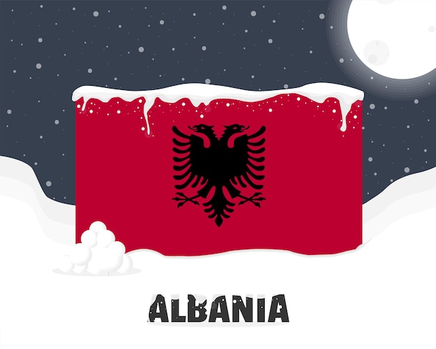 Albanië besneeuwd weer concept koud weer en sneeuwval weersvoorspelling winter banner idee