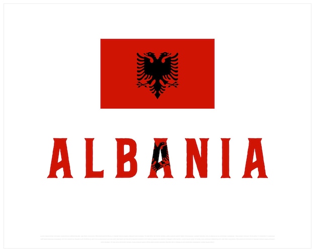 Albanië Typografisch ontwerp met nationale vlag op een witte achtergrond vectorontwerp Nationale vlag