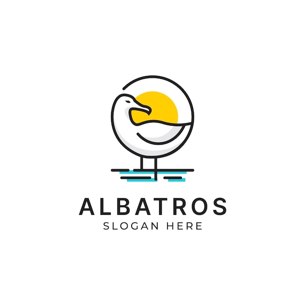 Albatross bird logo with minimalist circle outline