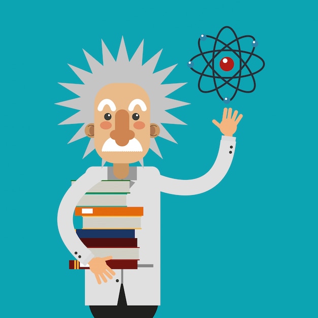 Vector albert einstein with science related icons image