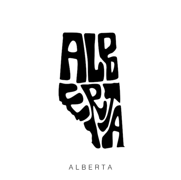 Alberta staat canada vector belettering. alberta typografie kaart belettering.