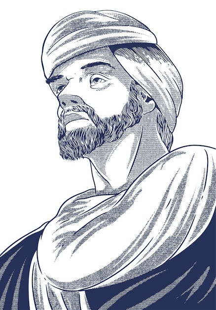 albiruni 9731048 hand drawn engraving portrait scholar of astronomy mathematics and anthropology