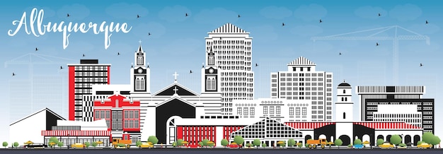 Vector albuquerque new mexico city skyline with color buildings and blue sky vector illustration albuquerque usa cityscape with landmarks business travel and tourism concept with modern architecture