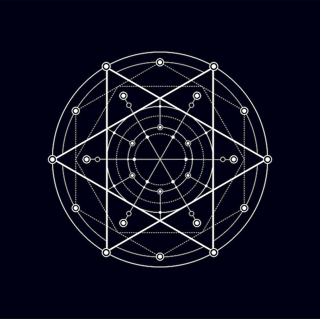 錬金術の神聖な記号の幾何学的自由奔放に生きるタトゥー形状