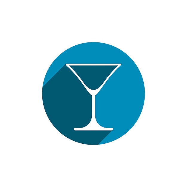 Alcohol beverage theme icon, classic martini glass placed in circle. Colorful restaurants and cafes brand emblem.