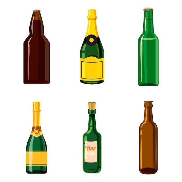 Alcohol bottle set. cartoon set of alcohol bottle