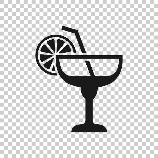 Alcohol cocktail icon in transparent style Drink glass vector illustration on isolated background Martini liquid business concept