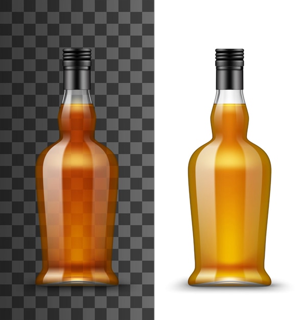 Vector alcohol drink glass bottle isolated vector