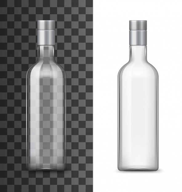 Alcohol drink glass bottle realistic