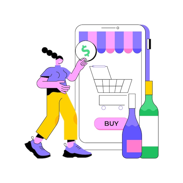 Illustrazione vettoriale del concetto astratto di e-commerce di alcol