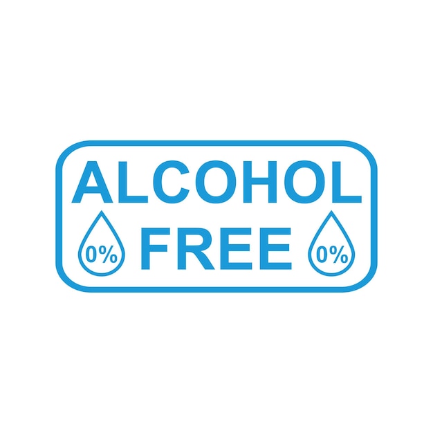 Alcohol free label icon safe product contain no alcohol sign symbol