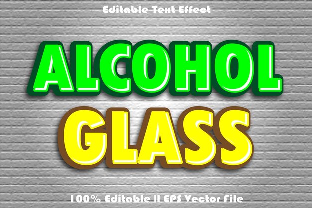 Алкогольный стакан редактируемый текстовый эффект
