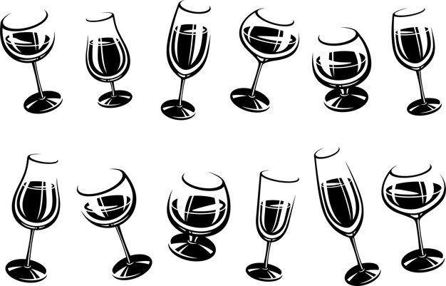 Vector alcoholic glass collection vector