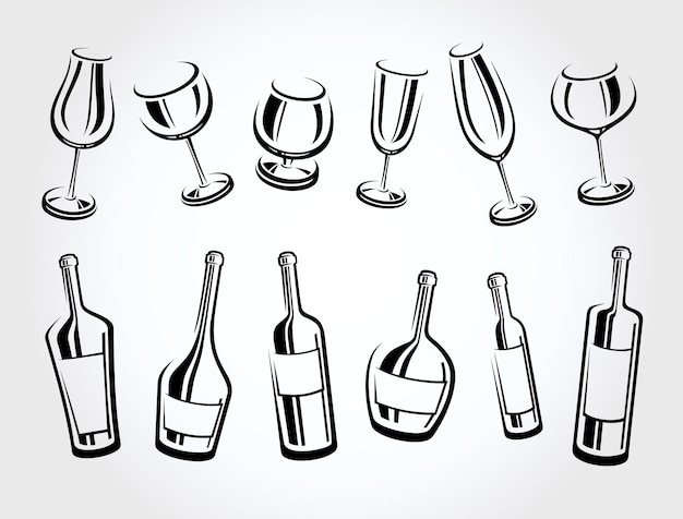 Vector alcoholic glass collection vector