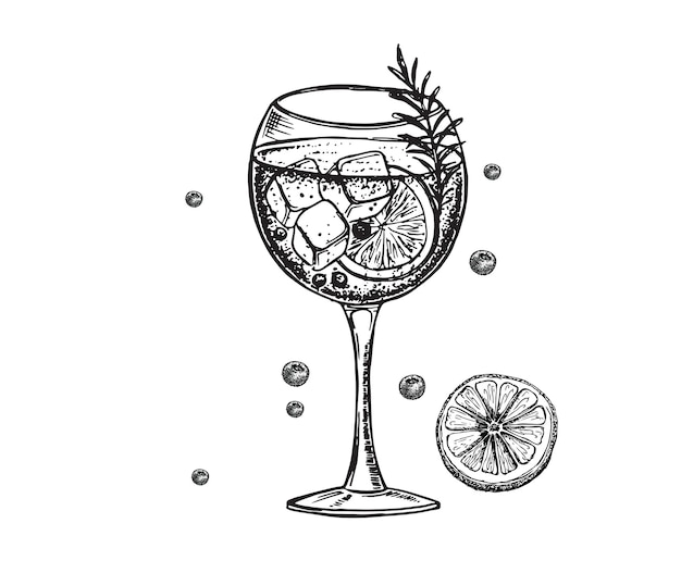 Vector alcoholische cocktails schets. en getekende illustraties.