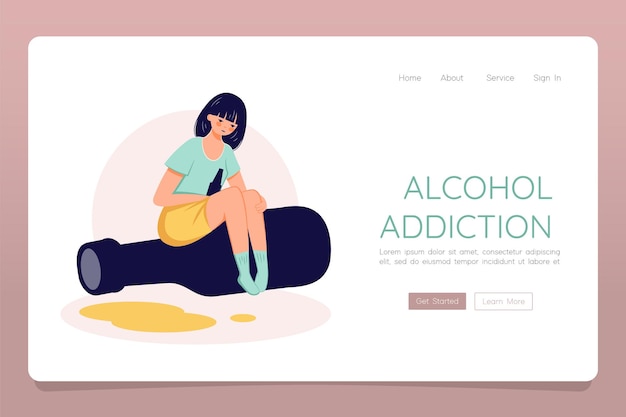 Alcoholmisbruik verslaving concept Web Landing sjabloon banner