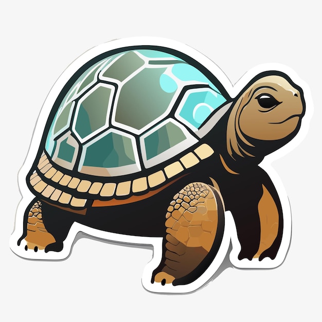 Альдабра гигантская черепаха нарисованная вручную мультяшная наклейка значок концепции изолированная иллюстрация