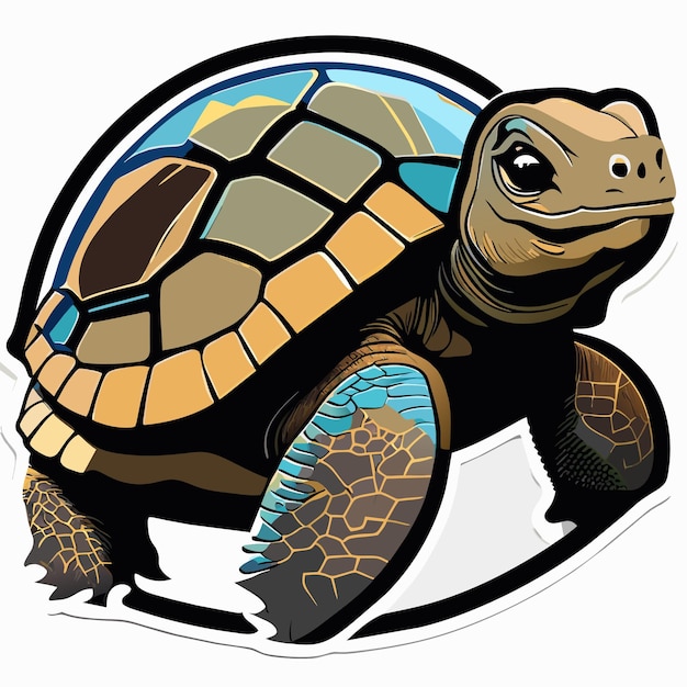 Aldabra reuzenschildpad hand getekend cartoon sticker pictogram concept geïsoleerde illustratie