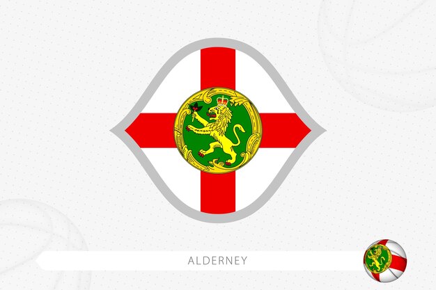 Alderney flag for basketball competition on gray basketball background.