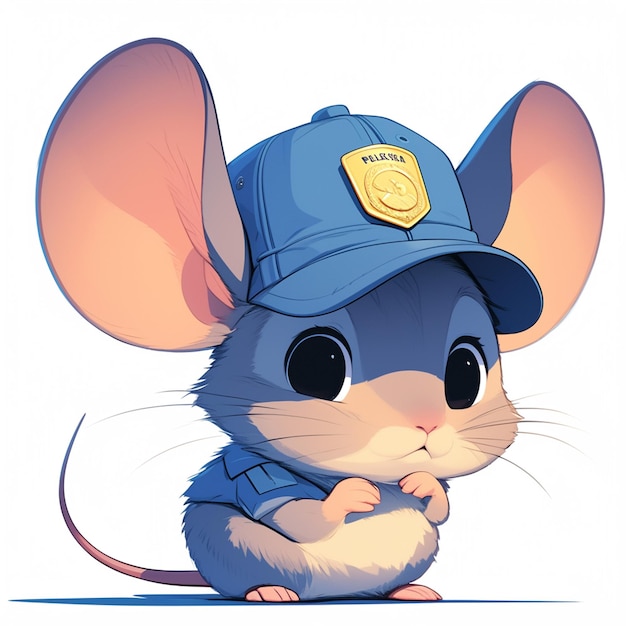 A alert mouse police cartoon style