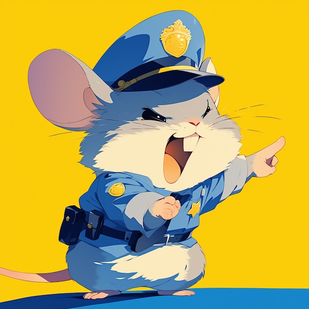 A alert mouse police cartoon style